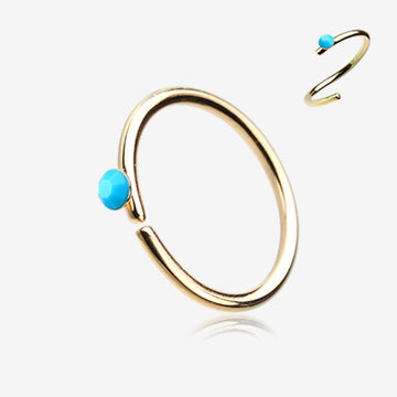 Golden Turquoise Bead Top Bendable Steel Nose Hoop-Turquoise